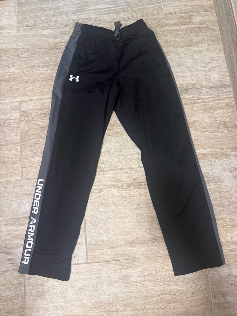 Under Armour Black Athletic Track Pants with Gray Stripe (1)